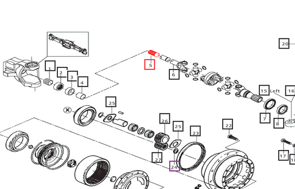 Mahindra Tractor Half Shaft Differential Side 006506157C1 Mahindra Direct Parts