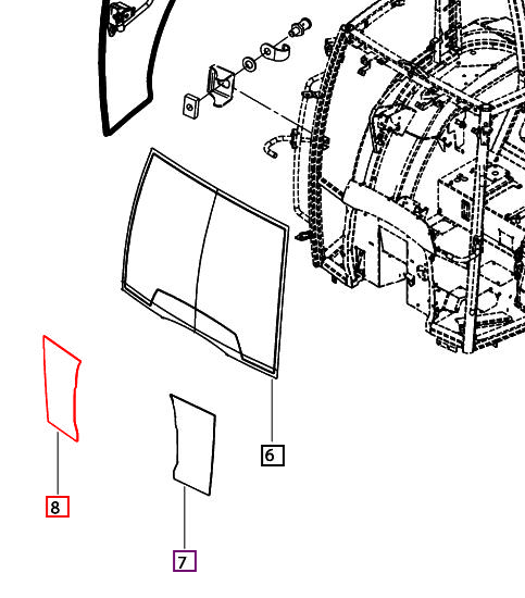 Mahindra Tractor Front Bottom Glass Right Hand RH 007653159U01 Mahindra Direct Parts
