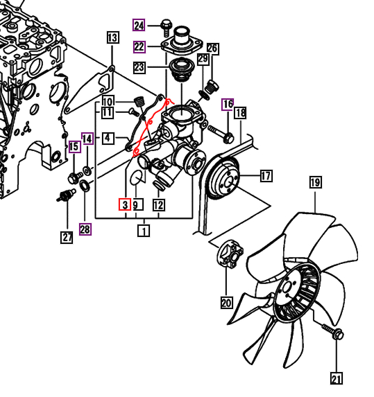Mahindra Tractor Water Pump Gasket 119717-42031 Mahindra Direct Parts