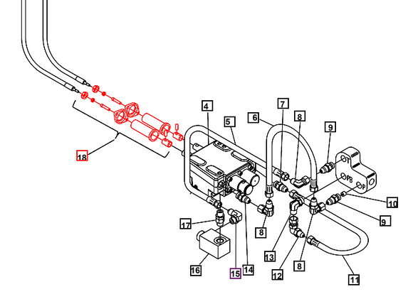 Mahindra Tractor Loader Cable Adapter Kit to Hydraulic Control Valve KMW14083013 Mahindra Direct Parts