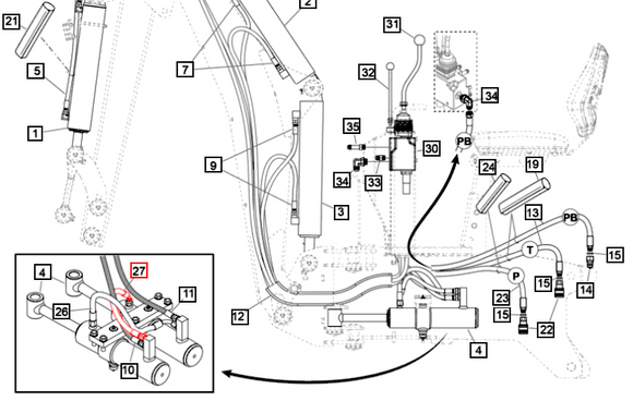 Mahindra Tractor Backhoe Hydraulic Hose 370mm 60070585ALO Mahindra Direct Parts