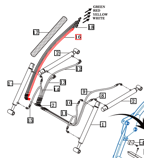 Mahindra Tractor Loader Hose 1680/90° 88103009490 Mahindra Direct Parts