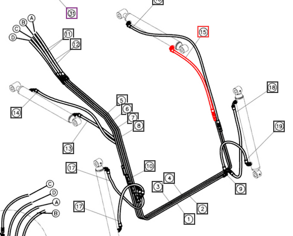 Mahindra Tractor Loader Hydraulic Hose ANS5PG14143 Mahindra Direct Parts