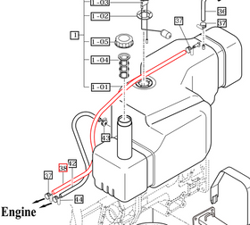 Mahindra Tractor Fuel Hose - Tank to Engine 12611113501 Mahindra Direct Parts