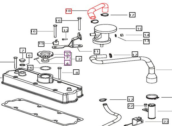 Mahindra Tractor Hose - PCV To Inlet Elbow 006016704D1 Mahindra Direct Parts