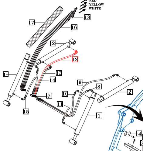 Mahindra Tractor Loader Hydraulic Hose 870/90° 88103009451 Mahindra Direct Parts