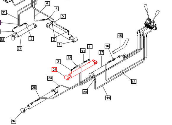 Mahindra Tractor Backhoe Dipper Cylinder KMW31702047 Mahindra Direct Parts