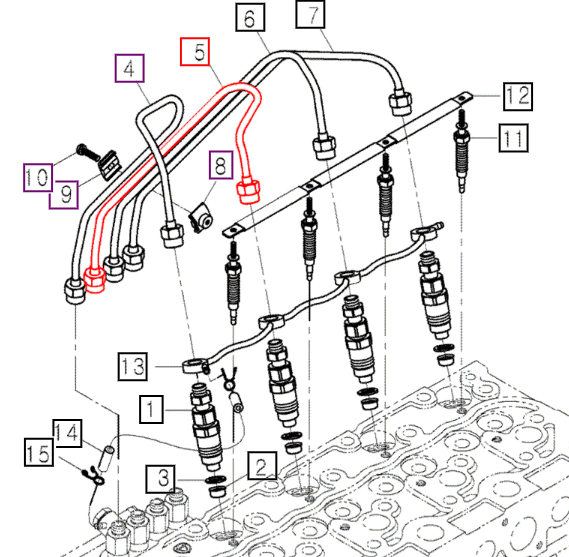 Mahindra Tractor Fuel Injection Pipe 2 E6301-53723 Mahindra Direct Parts
