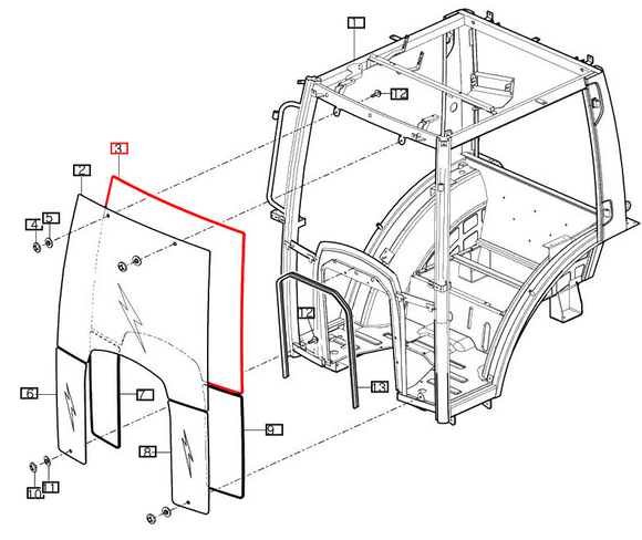 Mahindra Tractor Windshield Front Glass Insulator 12397052420 Mahindra Direct Parts