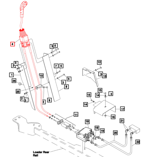 Mahindra Tractor Loader Joystick With Cables 1450mm KMW14083109 Mahindra Direct Parts