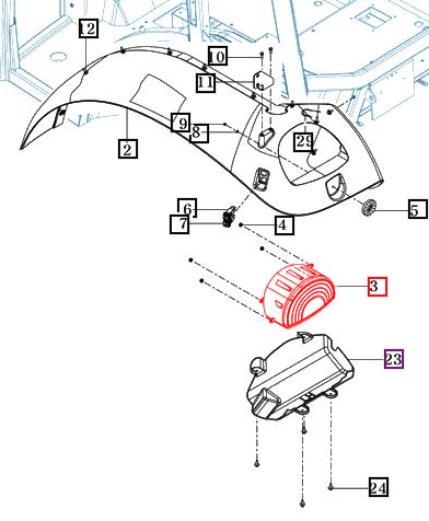 Mahindra Tractor Rear Light Left Hand LH 18717812301 Mahindra Direct Parts