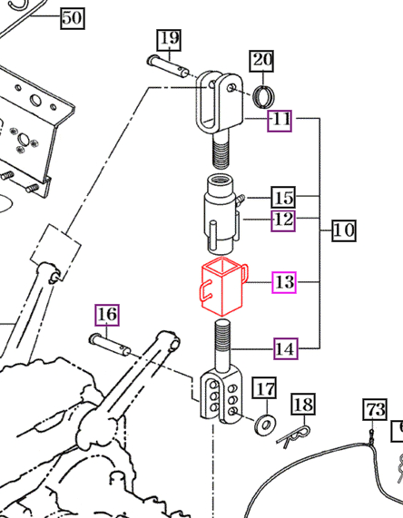 Mahindra Tractor Lift Rod Handle 12505245331GB Mahindra Direct Parts