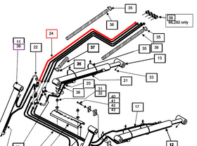 Mahindra Tractor Loader Hydraulic Hose - T to Boom End 3/8x107 KMW05822108848107 Mahindra Direct Parts