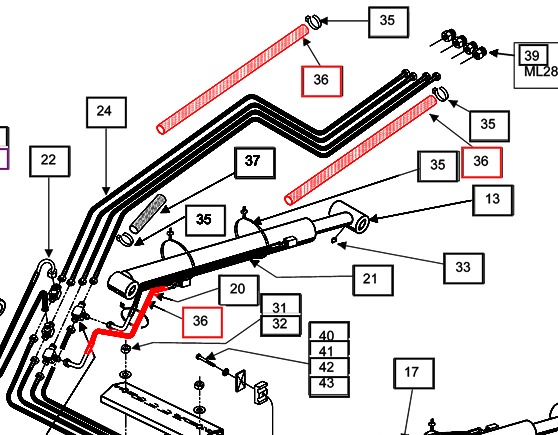 Mahindra Tractor Loader Hydraulic Hose Sock KMW05542036 Mahindra Direct Parts