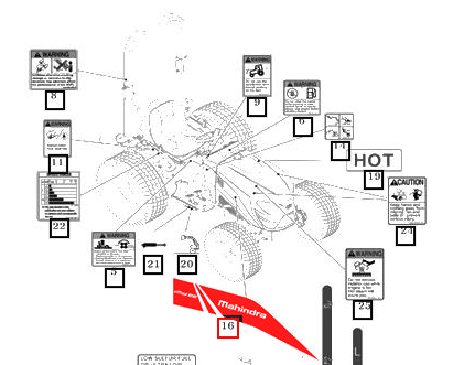 Mahindra Tractor Hood Decal eMax 22 Gear Right Hand RH 11508030021 Mahindra Direct Parts