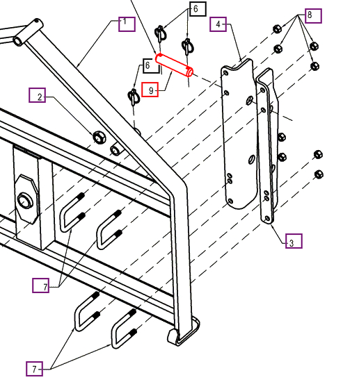 Mahindra Tractor Loader Angle Bracket Pin 1.25x6.75 BUH116535 Mahindra Direct Parts
