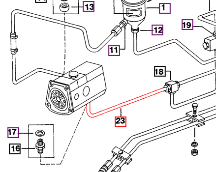 Mahindra Tractor Hydraulic Pipe - Power Steering Pump 005552871R92M Mahindra Direct Parts