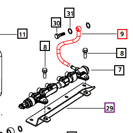 Mahindra Tractor Fuel Rail Overflow Pipe 006021256D1 Mahindra Direct Parts