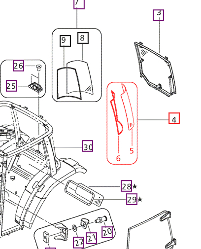 Mahindra Tractor Rear Side Glass Left Hand LH 007652901U01 Mahindra Direct Parts