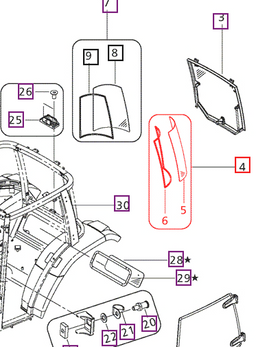 Mahindra Tractor Rear Side Glass Left Hand LH 007652901U01 Mahindra Direct Parts