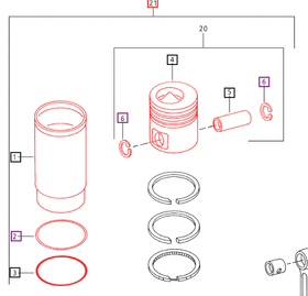 Mahindra Tractor Cylinder and Piston Sleeve 006009547D91 Mahindra Direct Parts