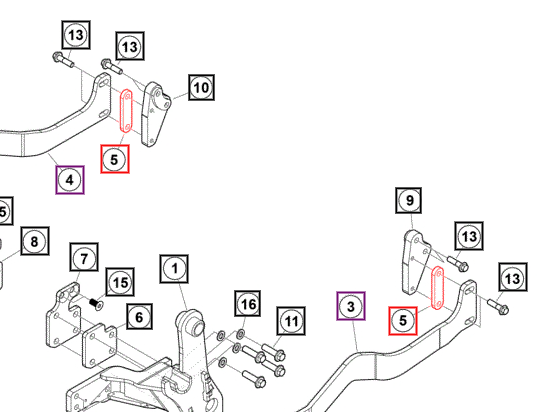 Mahindra Tractor Loader Subframe Extension Spacer 60067977-37ALO Mahindra Direct Parts