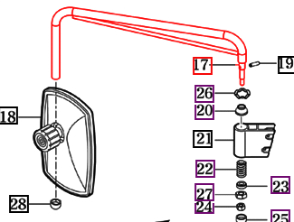 Mahindra Tractor Cab Mirror Arm Right Hand RH 18507733100GB Mahindra Direct Parts