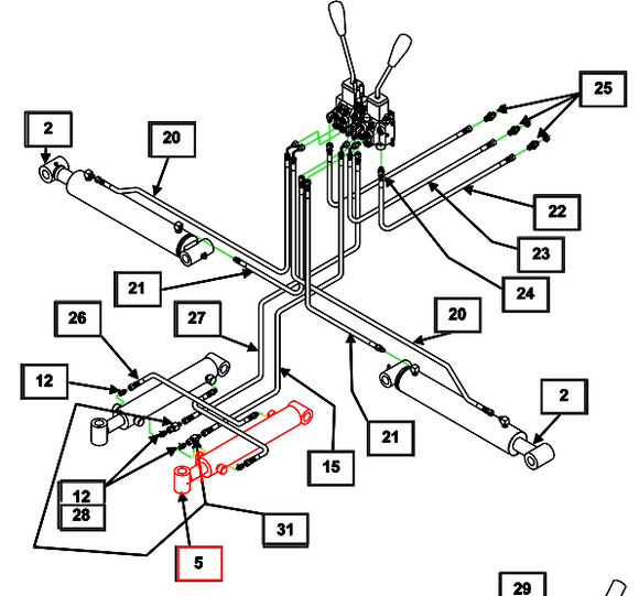 Mahindra Tractor Backhoe Swing Cylinder LH / RH KMW31702034 Mahindra Direct Parts