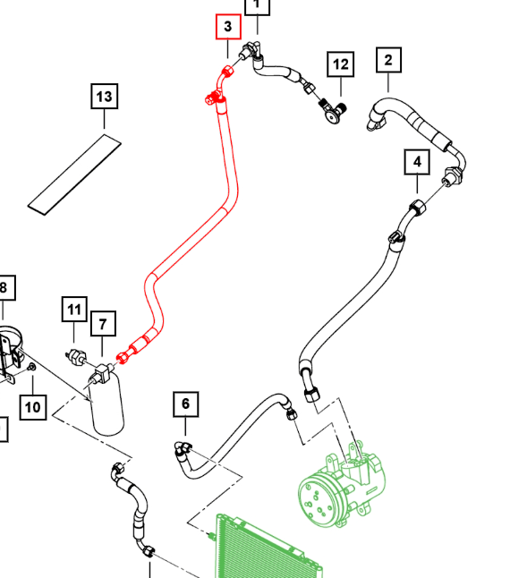 Mahindra Roxor AC Liquid Line - Dash To Drier 1203EUA00121N Mahindra Direct Parts