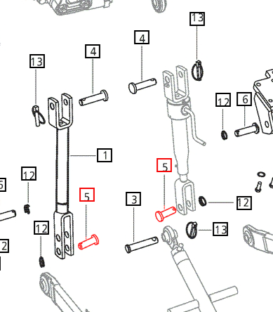 Mahindra Tractor Pin Lift Rod To Lower Link E007603088D1 Mahindra Direct Parts