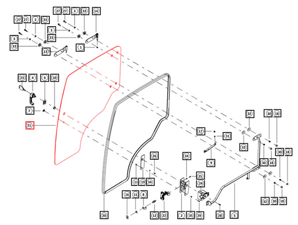 Mahindra Tractor Door Glass Right Hand RH 00890199K01 Mahindra Direct Parts