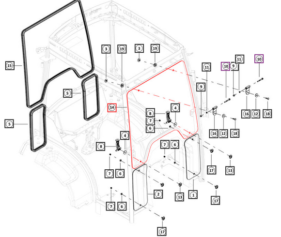 Mahindra Tractor Front Windshield Glass H0890183K01 Mahindra Direct Parts