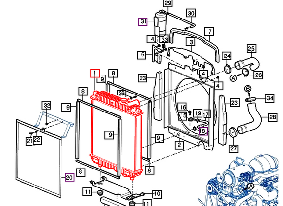 Mahindra Tractor Radiator 17811042500 Mahindra Direct Parts