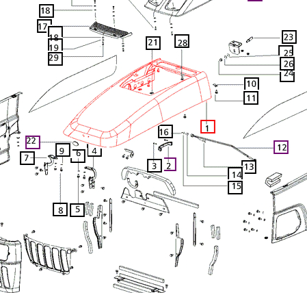 Mahindra Tractor Hood 007500151D94 Mahindra Direct Parts