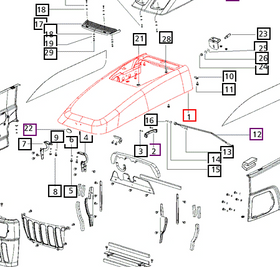 Mahindra Tractor Hood 007500151D94 Mahindra Direct Parts