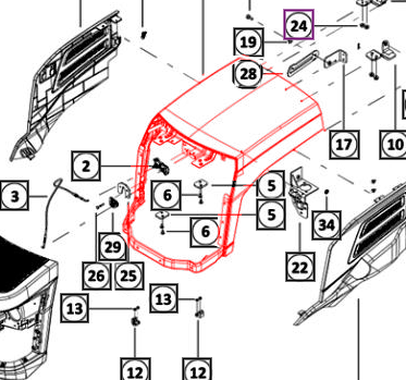 Mahindra Tractor Hood 007650521N11 Mahindra Direct Parts