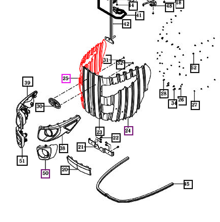 Mahindra Tractor Front Grill RH 18736113151GB Mahindra Direct Parts