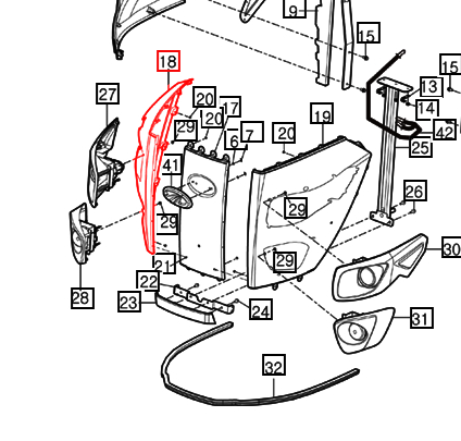 Mahindra Tractor Front Grill RH 15896112150GB Mahindra Direct Parts