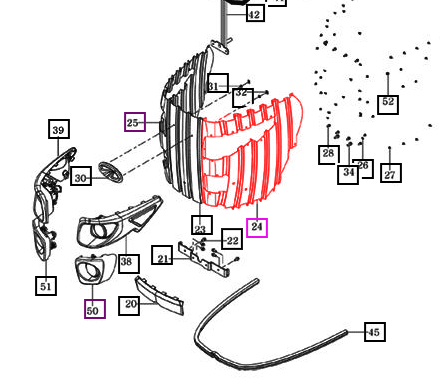 Mahindra Tractor Front Grill RH 18736113141GB Mahindra Direct Parts