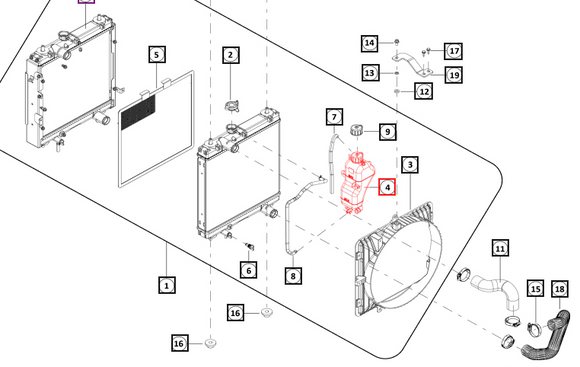 Mahindra Tractor Coolant Reservoir / Tank 008022636N01 Mahindra Direct Parts