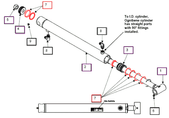 Mahindra Tractor Loader Lift Cylinder Seal Kit KMW05902104