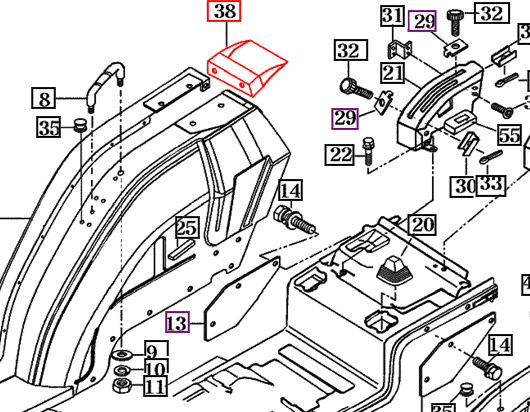 Mahindra Tractor Mudguard / Taillight Cover RH Right Hand 15646060032