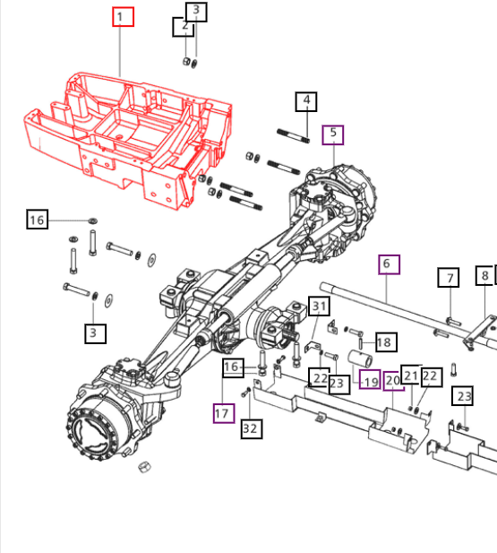 Mahindra Tractor Support Front Axle E007603136D1