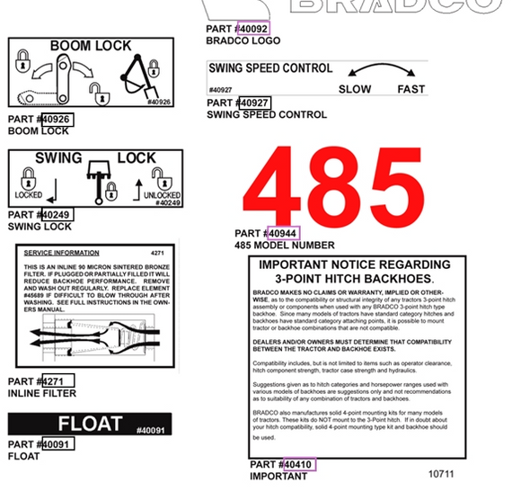 Mahindra 485 Model Number Decal ATI40971 Mahindra Direct Parts