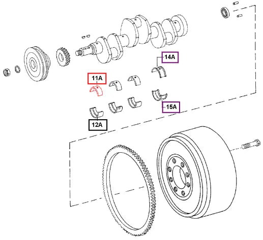 (Sold Out) Mahindra Tractor Bearing Crankshaft Main Front Top - 0.001" U/s 000022146RD Mahindra Direct Parts