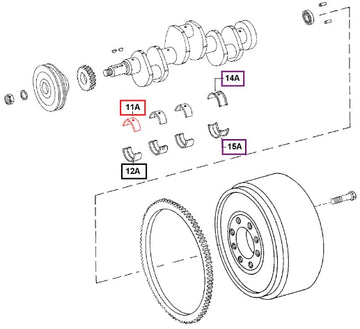 (Sold Out) Mahindra Tractor Bearing Crankshaft Main Front Top - 0.001" U/s 000022146RD Mahindra Direct Parts