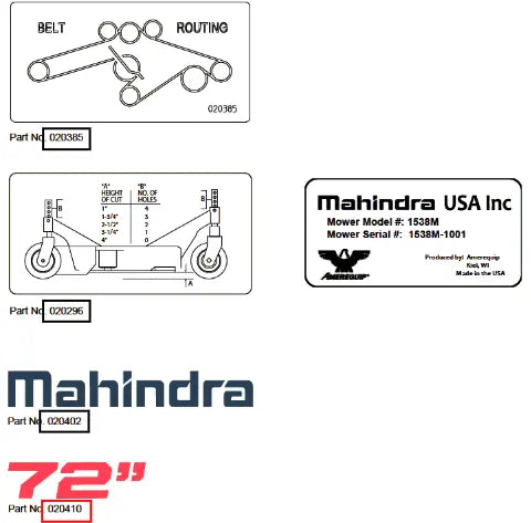 (Sold Out) Mahindra Tractor Decal - Deck Size 72" AME020410 Mahindra Direct Parts