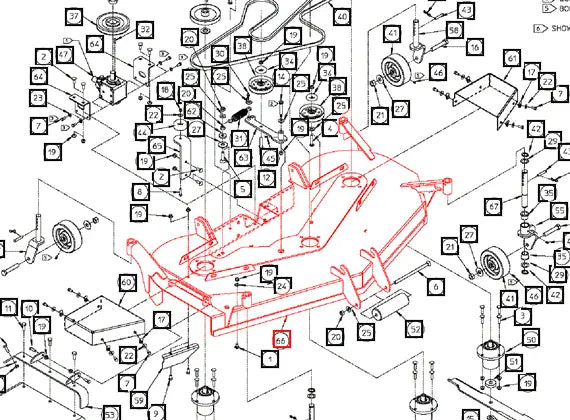 (Sold Out) Mahindra Tractor Deck Weldment With Decals AME451490 Mahindra Direct Parts