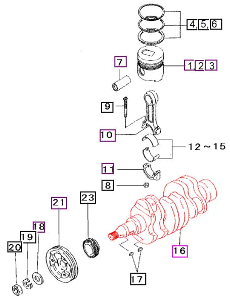 (Sold Out) Mahindra Tractor Engine Crankshaft 31B20-00204 Mahindra