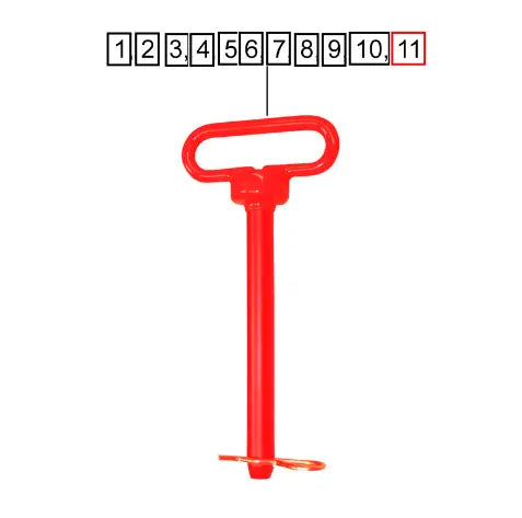 (Sold Out) Mahindra Tractor Hitch Pin, Red 1-1/2 X 8-1/2 L1009900115 Mahindra Direct Parts